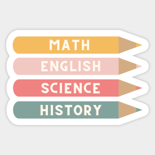 Coloring Pencil School Subject Labels Sticker